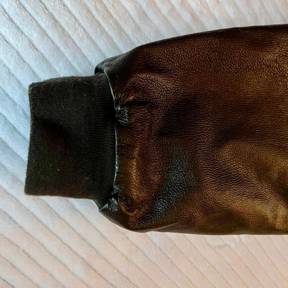 Men's Size Large Retro Snap On Full Zip Dk Brown Leather Bomber Jacket  #8640091 - Picture 4 of 11